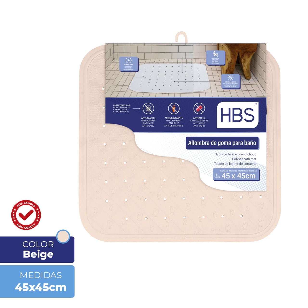 Alfombra Goma Natural 45x45 beige 450gr
